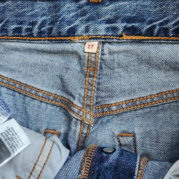 Levis Side Slit Skirt Womens Size 27 (US 4) Blue Denim Button Fly Pockets Midi Y - Picture 4 of 5